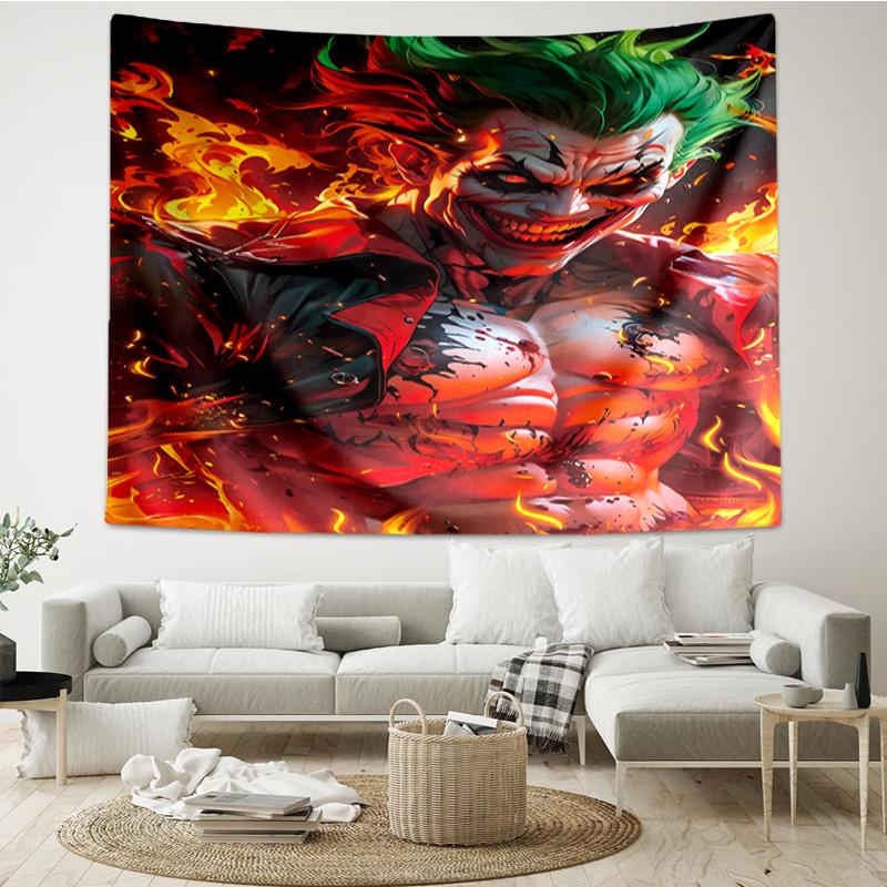 The clown's Fiery Rise Tapestry, Unique Design Tapestry, Wall Decor for Bedroom,Livingroom, Playroom,Heartwarming Fan Holiday Gifts