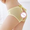 Womens Sexy Fun Underwear Open Crotch Briefs Seamless Stretch Panties Female Low Waist Knickers Bow Hot Bikini Exotic Lingerie
