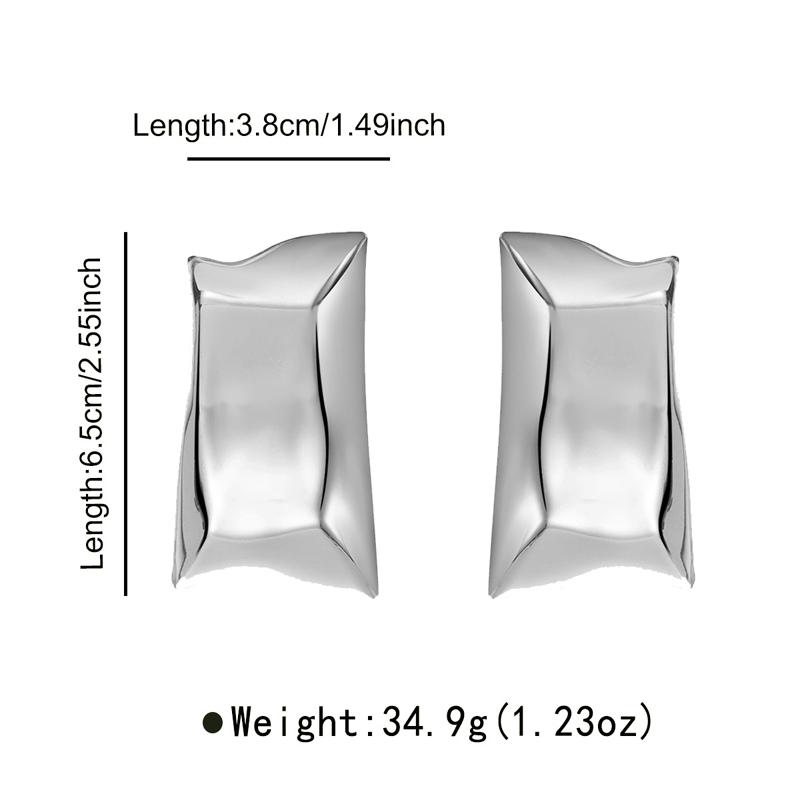 

A Pair of Women s Fashion Stud Earrings Exaggerated Square Geometric Irregular Glossy Earrings Suitable for Daily Wear Parties медный