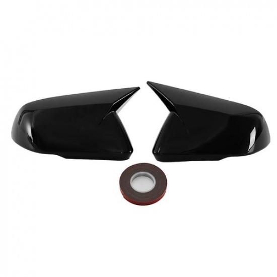 Gloss Black Horn Mirror Cover 2X For 2015~2022 Ford Mustang With LED Turn Signal