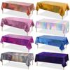 4pcs Aluminum Foil Tablecloths Shiny Rainbow Black Rectangle Tablecloth Dining Table Cover for Wedding Party Banquet Decoration