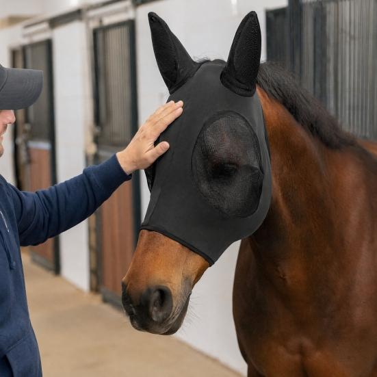 Horse Fly Mask, with Wide Eye Opening Space, Soft Lightweight Breathable Mesh Mask, for Insect And UV Protection