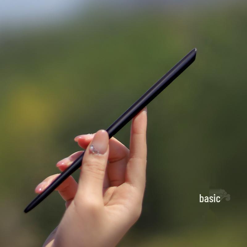 High-End Natural Ebony Wood Hairpin - Extended Chinese Ancient Style Black Hair Bun Accessory