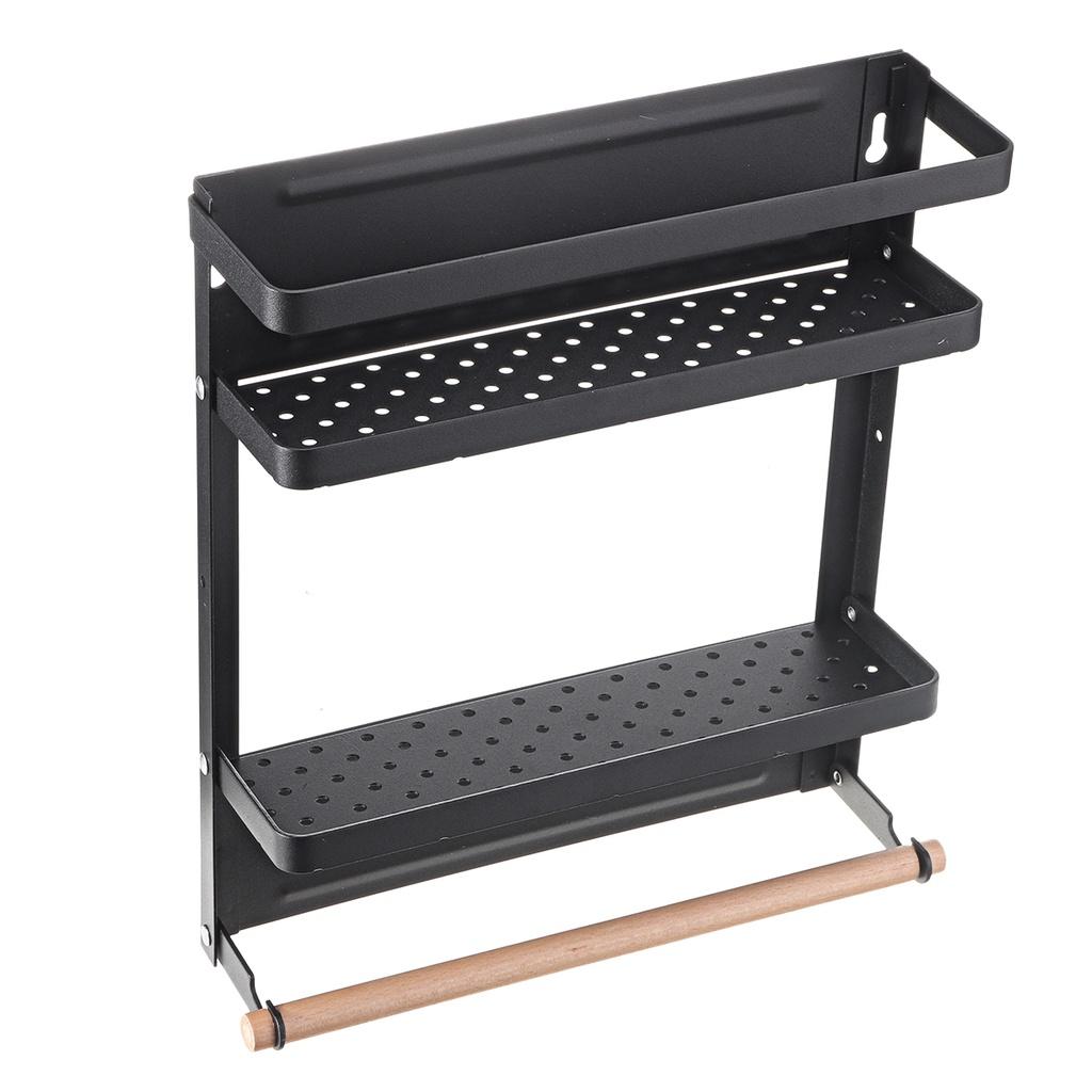 Space Saver Multifunction Kitchen Rack Refrigerator Storage Rack Organizer Shelf Fridge Side Wall Storage Hanging Holder Black