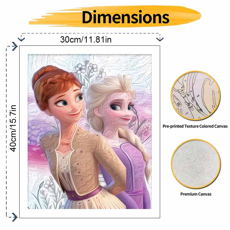 Disney Frozen Princess Anna Elsa Paint By Number Kit Number Drawing Canvas DIY Picture Home Decor Art Gift Craft Wall Decor Painting