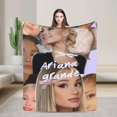 Ariana Grande Music Singer Fan Gift  Blanket Multiple Sizes Warm Cozy Fluffy  Throw Blankets for Sofa Couch and Bed