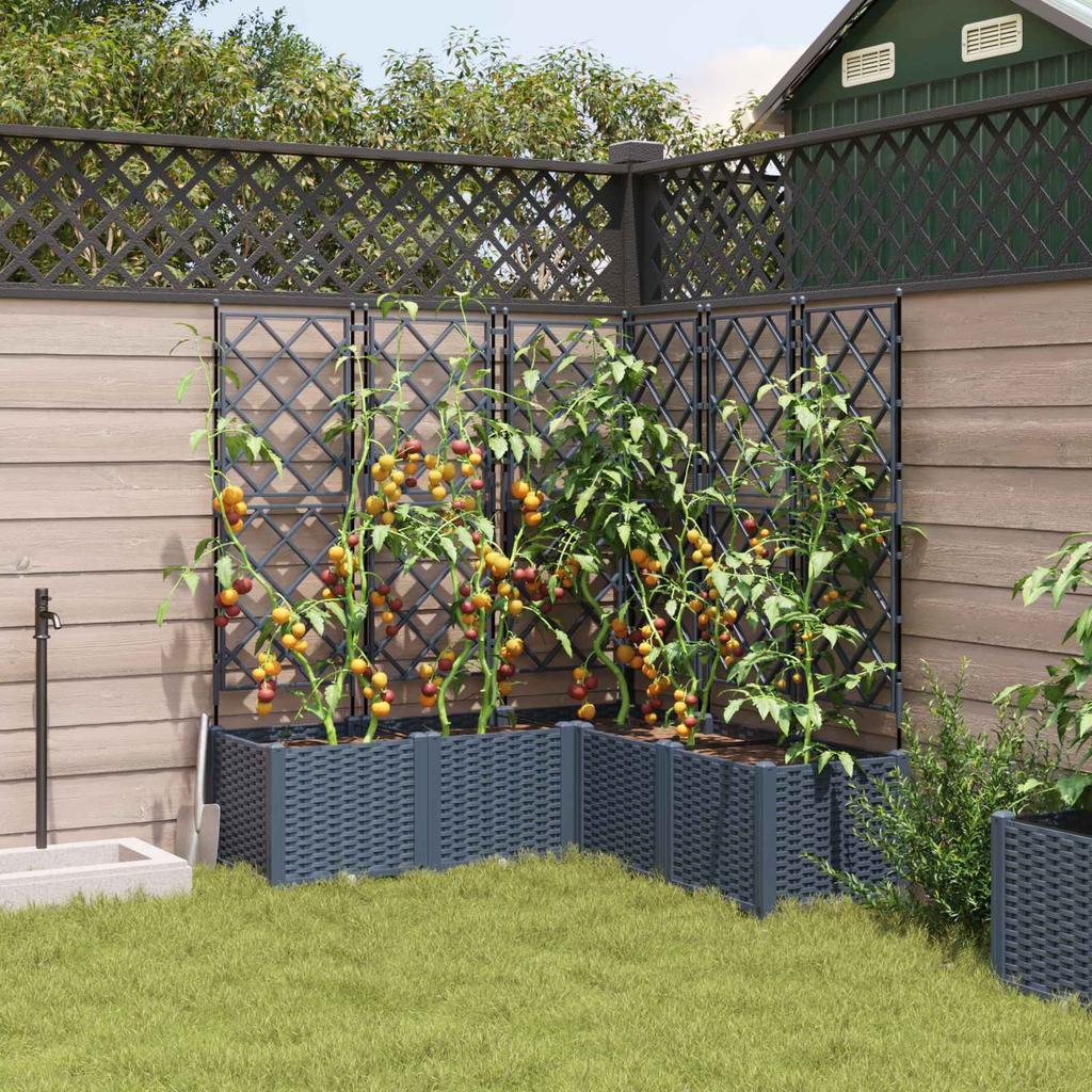 Garden Planter Set 5 Pcs Gray 120 X 120 X 143 Cm Plastic
