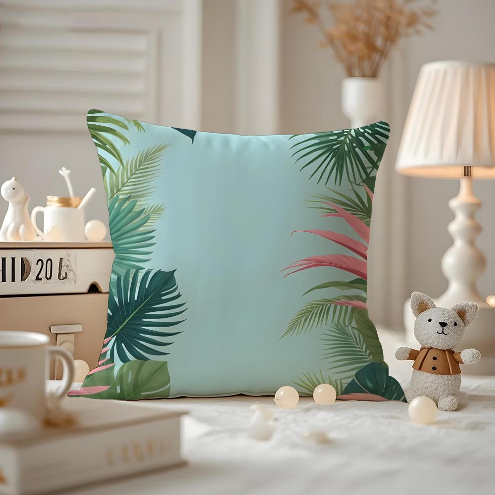Cool Summer Prints Cushion Cover Anti-dustmite Pillowcase Invisible Zipper Silky Short Plush Sofa Cushion Cover