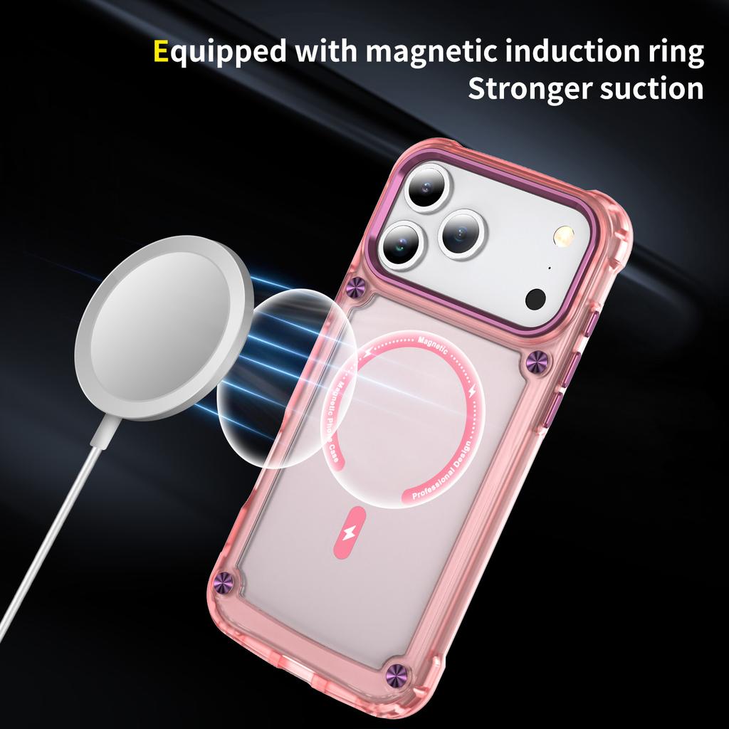 For iPhone 17 Pro Max Case Skin Touch TPU+PC Phone Cover with C-type Magnetic Ring