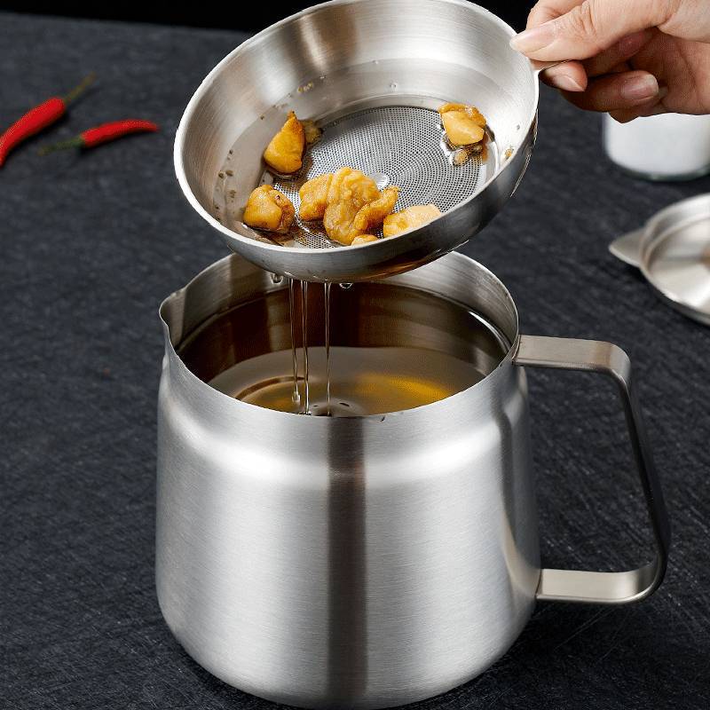 Stainless Steel Oil Bottle With Filter For Kitchen Large Capacity Oil Storage And Residue Separation