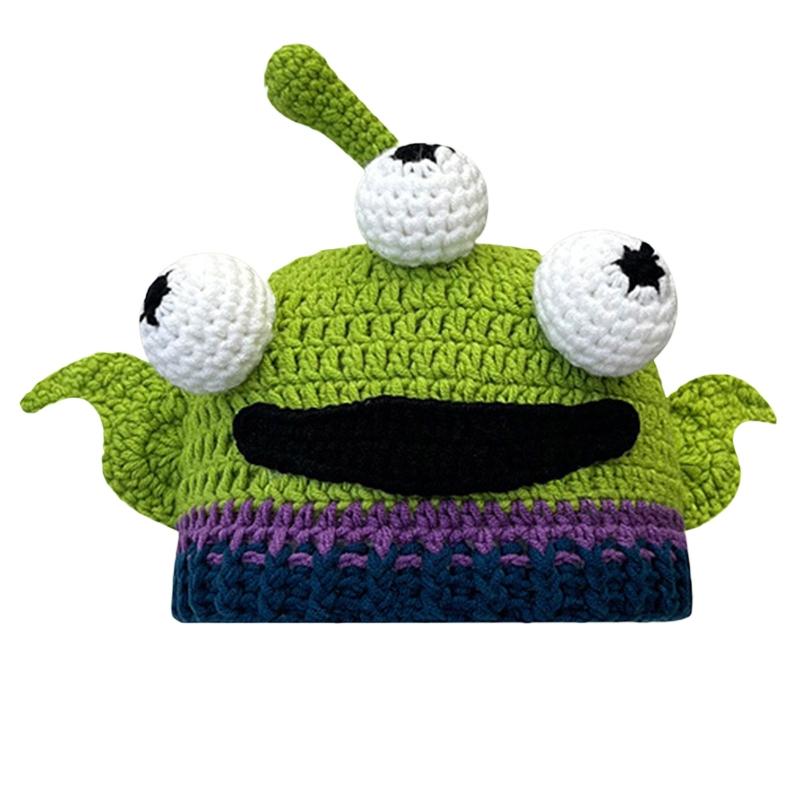 Adult's Cartoon for Monster Shape Knitted Hats All-match Hat Warmer Knitted Cosplay Cap Winter Holiday Gifts for Unisex
