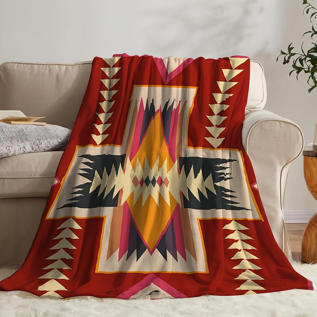 Bohemian Southwestern Flannel printed blanket suitable for all seasons suitable for living room office sofa and travel