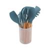 Set d'ustensiles de cuisine Ru Han 11 pièces, manche en bois, silicone