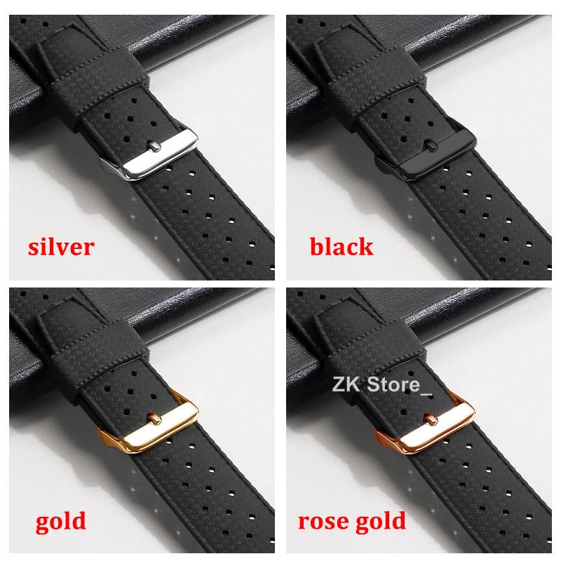 20mm 22mm Watchband Tropical Silicone Timepiece Straps Smart Watch Strap for Omega Watch Bracelet Black Green for Men Wristband