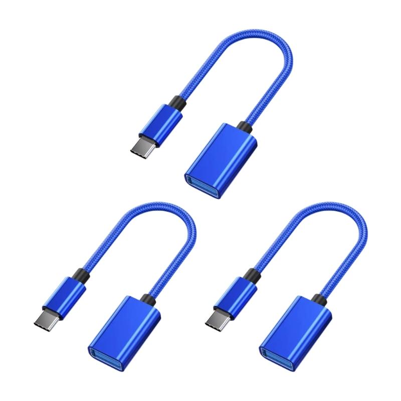 3Pcs/Set Type C To USB 2.0 Female OTG Cable For Phone Tablet Connect U Disk Mouse Keyboards With Braided Design