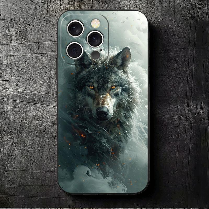 Wolf Moon Animal Soft Phone Case for iPhone 16 16E 17 Air 15 Pro Max 14 Plus 13 Mini 11 12 7 Black Cover Back Shell
