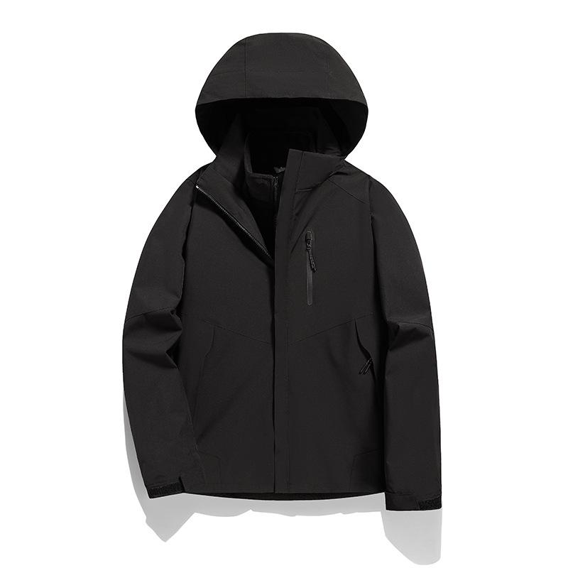Unisex Color Block 3-in-1 Hooded Windproof Jacket with Detachable Down Liner