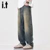Izzue It Men's Retro Straight-Leg Loose Fit Jeans