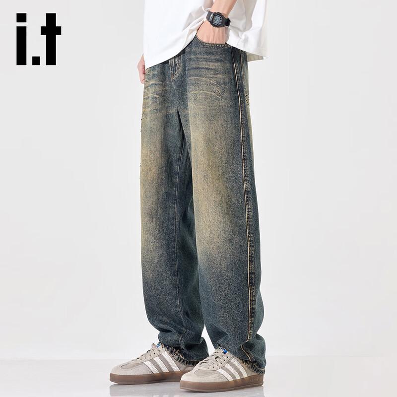 

Izzue It Мужские Джинсы Прямого Покроя в Стиле Ретро Свободного Кроя 40