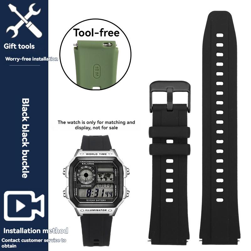 

для Casio 3299 маленький квадратный AE-1200 1300 W-216H F-108 A158/159 мягкий силиконовый ремешок для часов с быстрой заменой мужской 18 мм 18mm