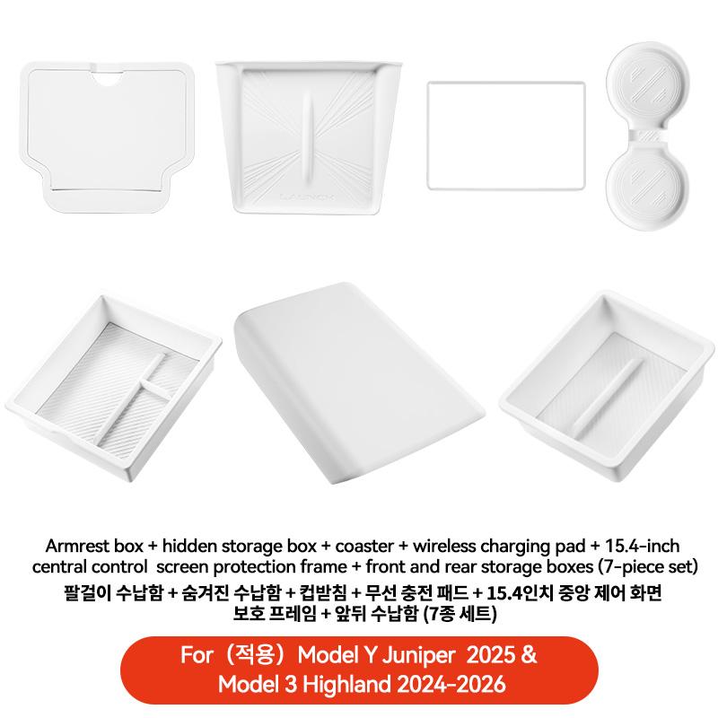 YZ For Tesla Model Y YL Juniper Model 3 Highland 2026 Console & Armrest Storage Box ABS Non-slip Mat Cup Holder Box Accessories