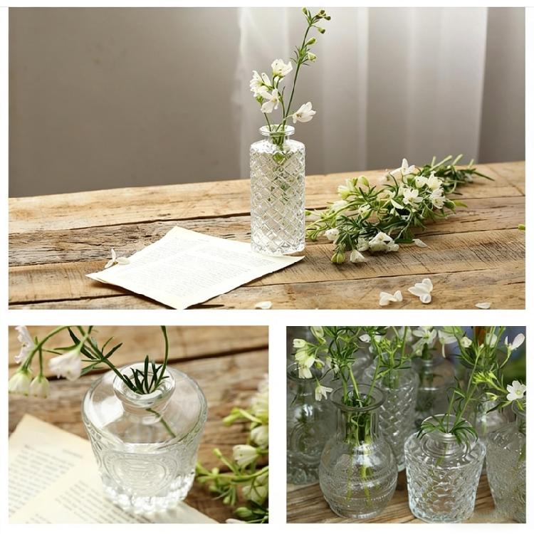 12Pcs Glass Bud Vases Small Vases for Centerpieces Mini Flower Vases Bulk for Rustics Wedding Home Table Decorations