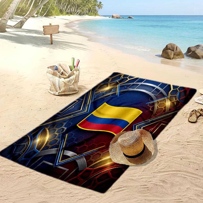 Colombia Football Print Beach Towel Quick Dry Super Absorbent Soft Bath Towel for Swimming Beach Travel Fan Souvenir Gift