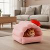Warm Hamster Cotton Nest Thickened Cartoon Small Pet Sleeping House Strawberry Design Windproof Animal Rest Shelter