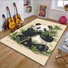 Cute Panda Eating Bamboo Illustration Patterned Carpet, Non Slip Mat Suitable for Living Room and Bedroom Sofas