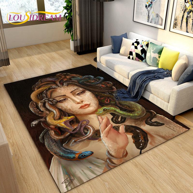 3D Medusa Snake Gorgon Area Rug Large,Carpet Rug for Living Room Bedroom Sofa Doormat Decoration,kids Play Non-slip Floor Mat