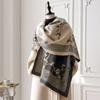 Scarf Flower Women'S Autumn And Winter Thickened Imitation Cashmere Printed Shawl Versatile Warm Scarf
