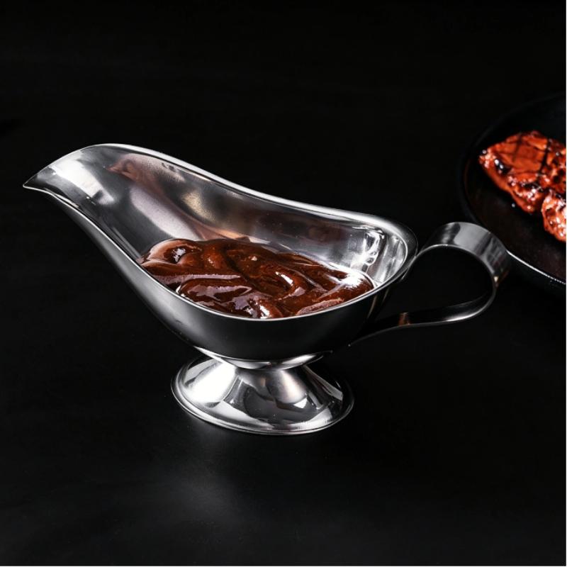 Stainless Steel Spice Gravy Container Heat Resistant Non-Toxic 1Pcs Sauce Boat Ketchup Seasoning Cup for Daily Dining