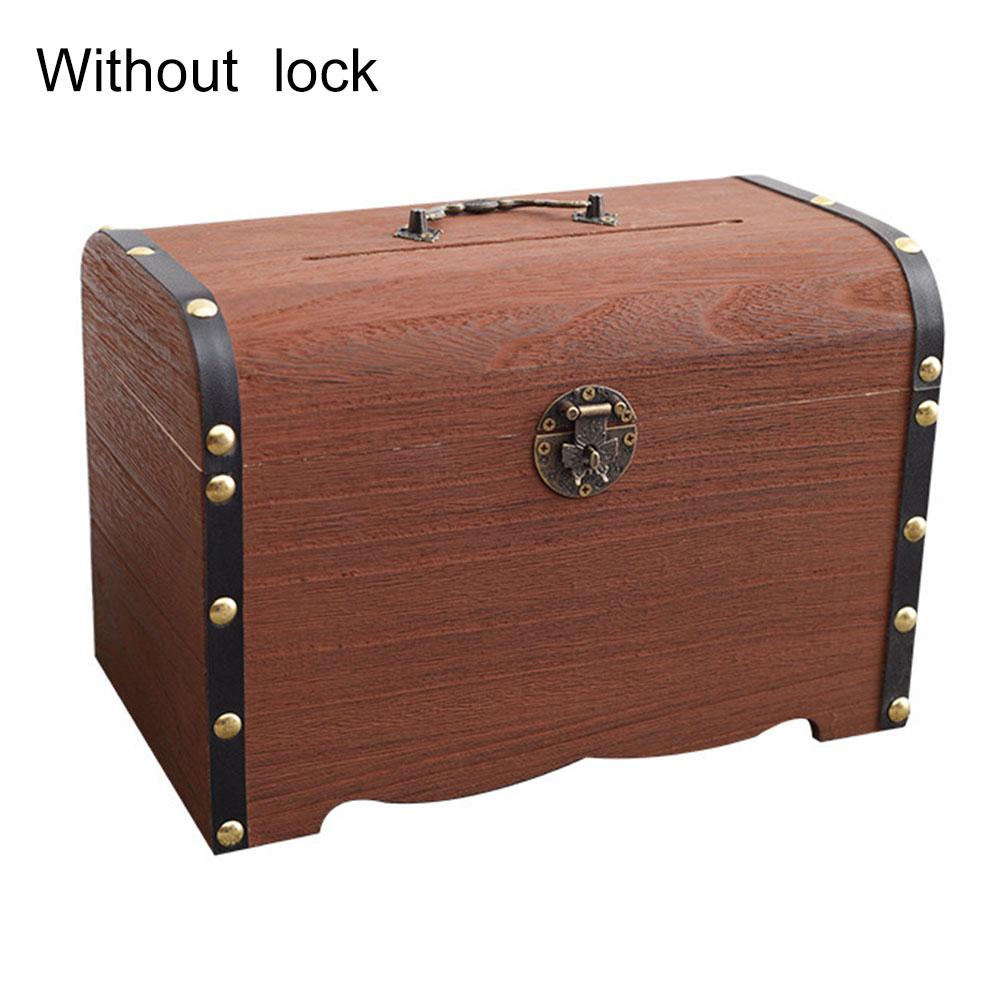 For Cash Storage For Home Decor Retro Wooden Lid Coin Box Storage Container Decorative Storage Functional Piece 1450₽