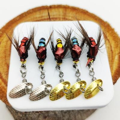 1/5PCS Fly Fishing Lures Kit Bionic Fly Fishing Bait Spinner Swim Baits Flies Fly Fishing