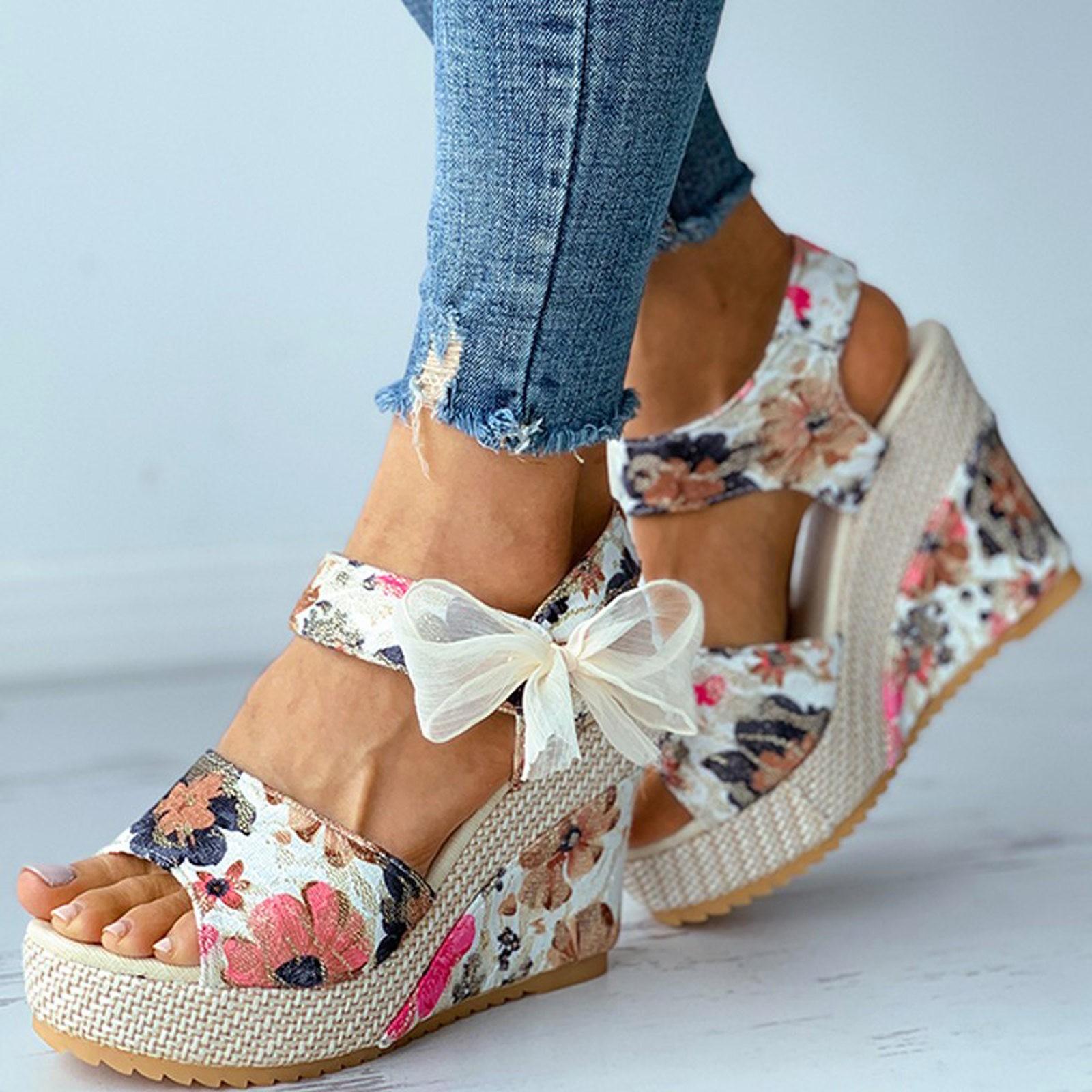 

Women Lace-up Closed Toe Comfortable Slip On Flower Ladies Sandals