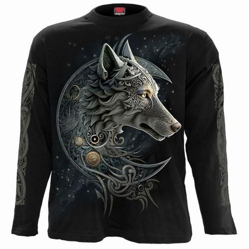 Spiral Direct Unisex Adult Celtic Wolf Back Print Long-Sleeved T-Shirt