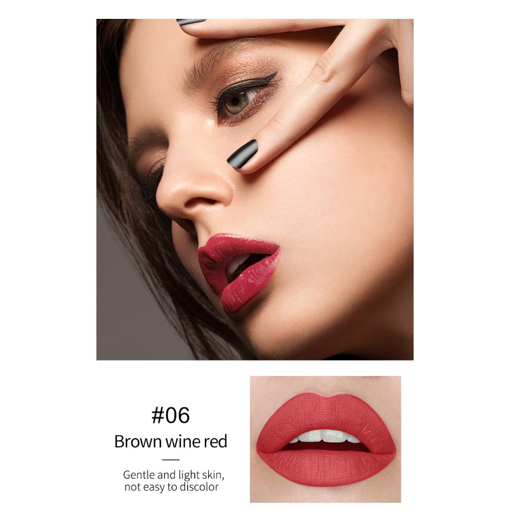 VIBELY Matte Non-Stick Pipe Lipstick Enkel Liten Fin Leppestift Rosa