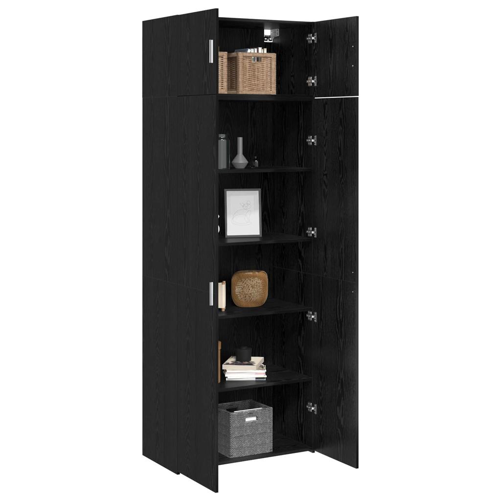 Storage Cabinet 3 Pcs Black Oak Effect