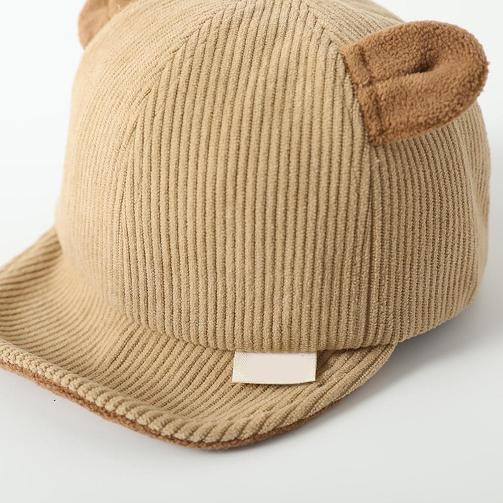 Adorable Baby Bear Hat Soft Corduroy Cap for Infants Aged 0 24 Months Perfect for Sensitive Skin