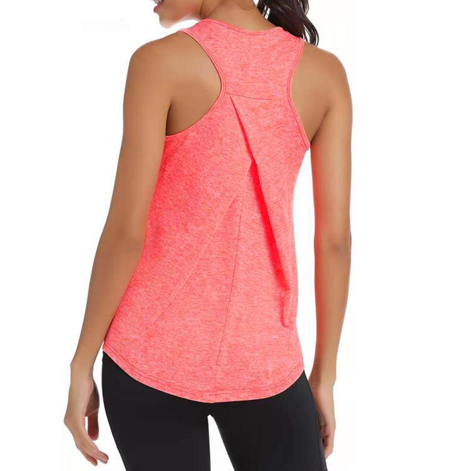 

Модний жіночий однотонний вільний і дихаючий спортивний жилет без рукавів з круглим вирізом S помаранчевий