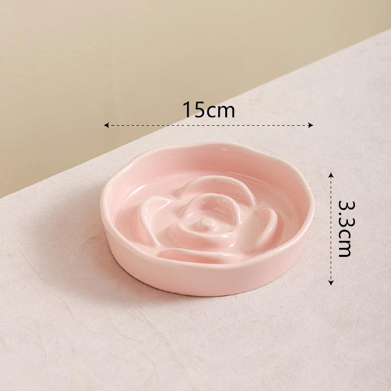 Ceramic Anti-Choke Slow Feeder Bowl with Neck Protection Stand for Small Dogs and Cats