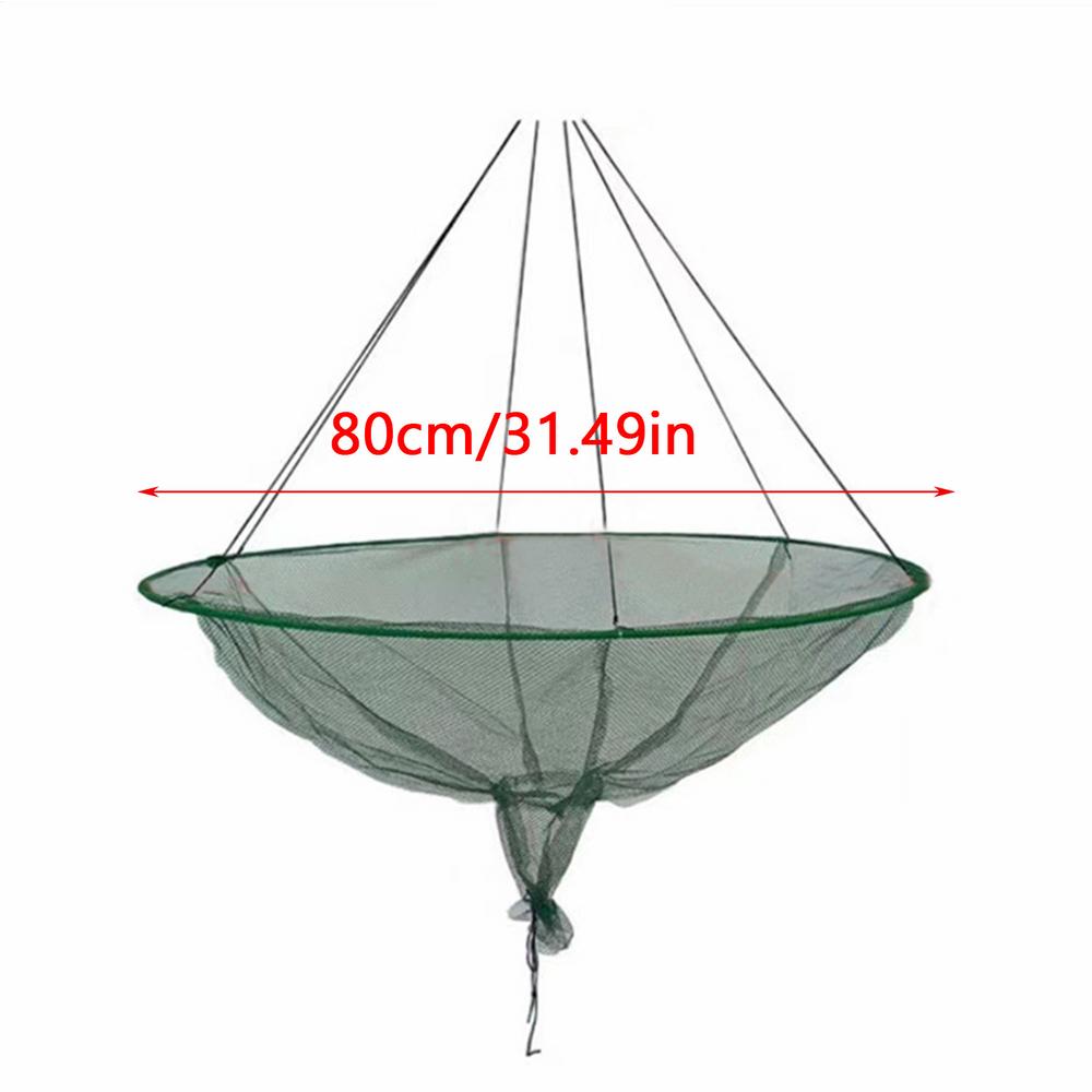 100/80CM Large Round Folding Drop Fishing Net Shrimp Catcher Tank Casting Network Fish Eels Trap Cage Prawn Bait Crab Netting