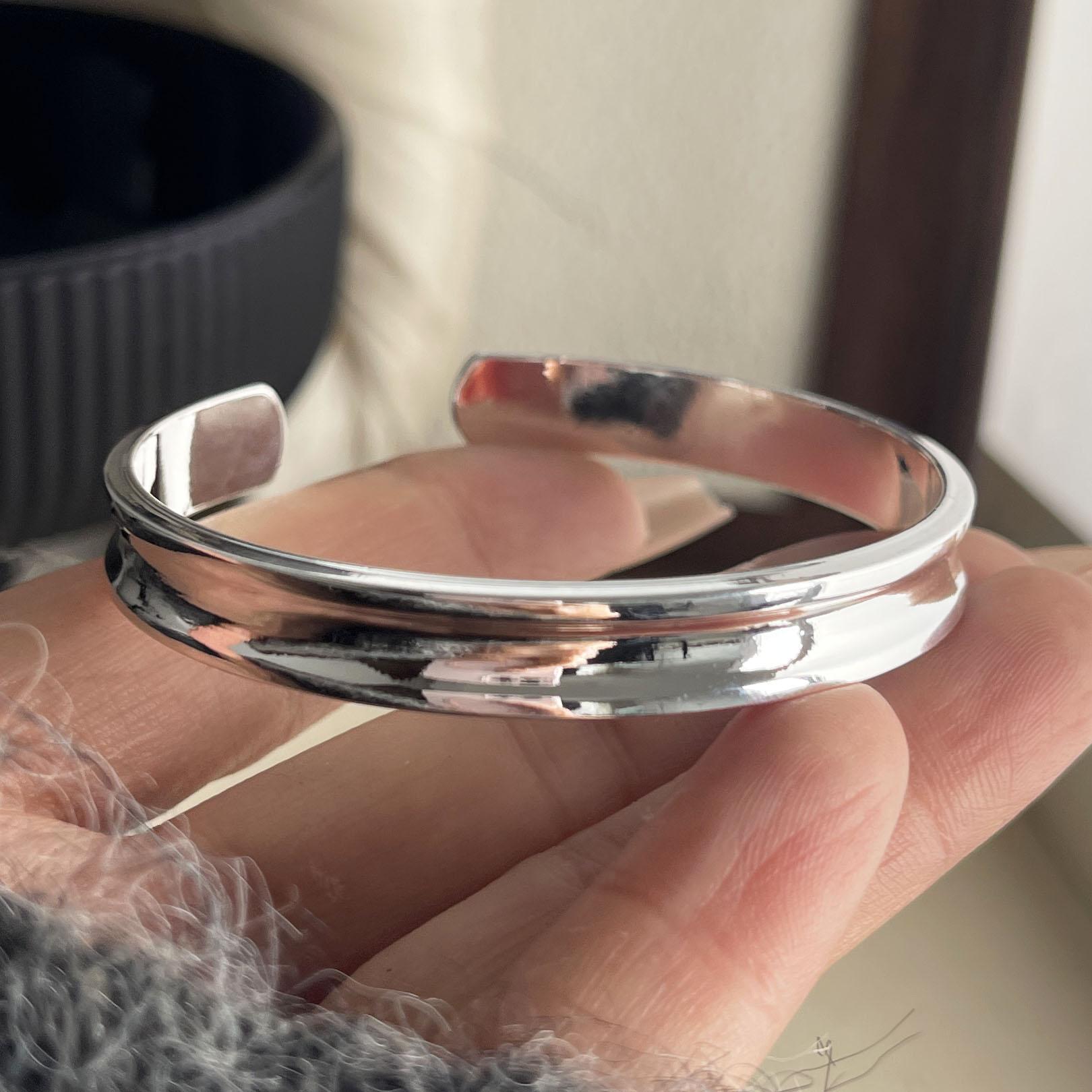 

100% Solid 925 Sterling Silver Retro Bracelet for Women Men Vintage Handmade Simple Narrow Simple Bracelet Birthday Gift