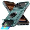 Militärpanzer Anti-Fall Schutzhülle für iPhone 17 Pro Max Air 14 15 Plus 13 16 Pro Magnetischer Ringständer Kartenfach Handyhülle