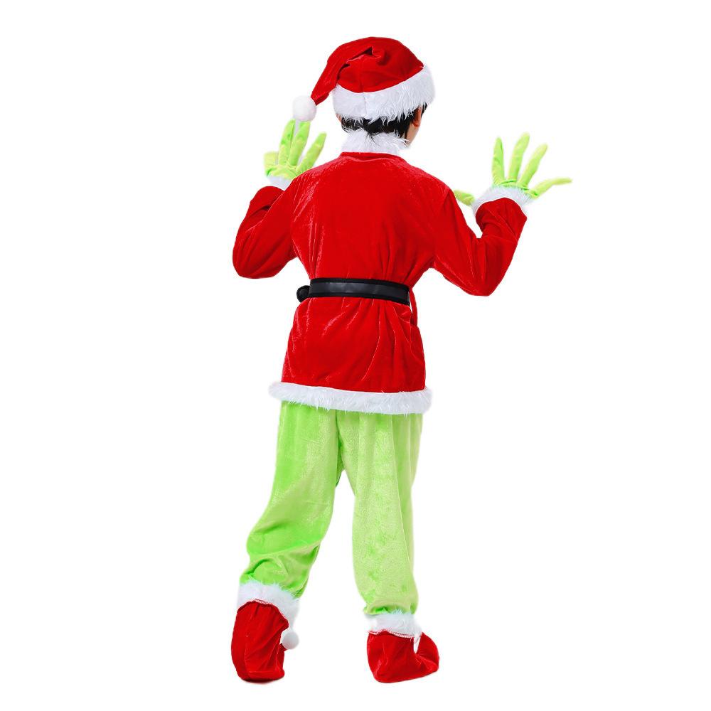 Costum nou de Crăciun pentru copii Costum Monstru cu păr verde de Crăciun Costum de performanță Costum Grinch