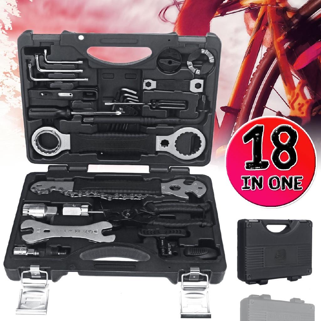 

YC-721 Набор инструментов для ремонта велосипеда, набор в коробке, мультиинструмент, инструменты для ремонта шин и цепи МТБ, набор спицевых ключей, шестигранная отвертка, велосипедные инструменты 18 в 1