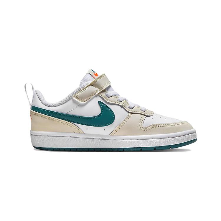 Nike Court Borough 2 Low Comfortable Low Top Kids' Skateboarding Shoes White Green Children Aged 3 7 Years Old BQ5451-017
