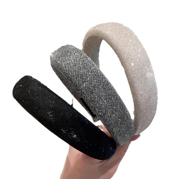 Luxuriöses Koreanisches Stil Graues Funkelndes Diamant-Stirnband - Hochwertiges Retro-Haaraccessoire