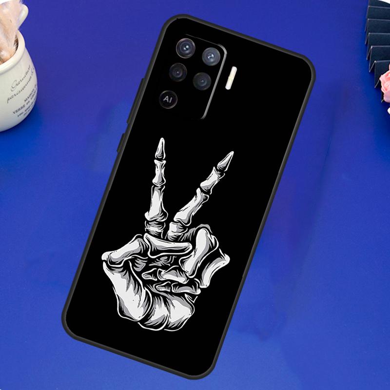 Skeleton Middle Finger Case For OPPO A17 A57 A77 A78 A15 A16 A52 A72 A76 A96 A74 A94 A5 A9 A31 A93 A54S A53S A57S