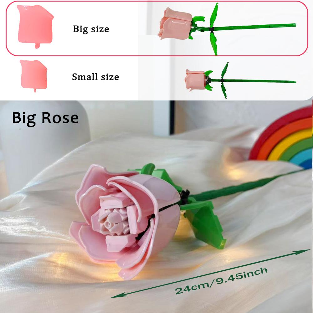 3D Ewige Blume Baustein-Set - Bestes Valentinstagsgeschenk für Freundin/Freund, Perfekt für Geburtstag/Jahrestag
